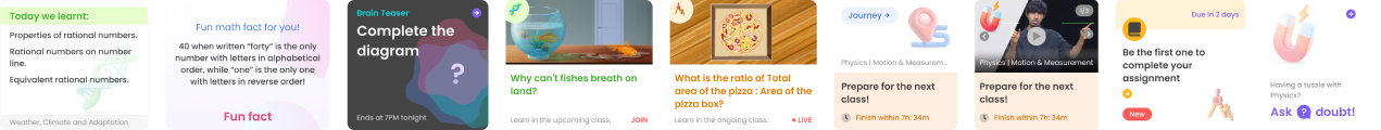 A collection of homefeed cards