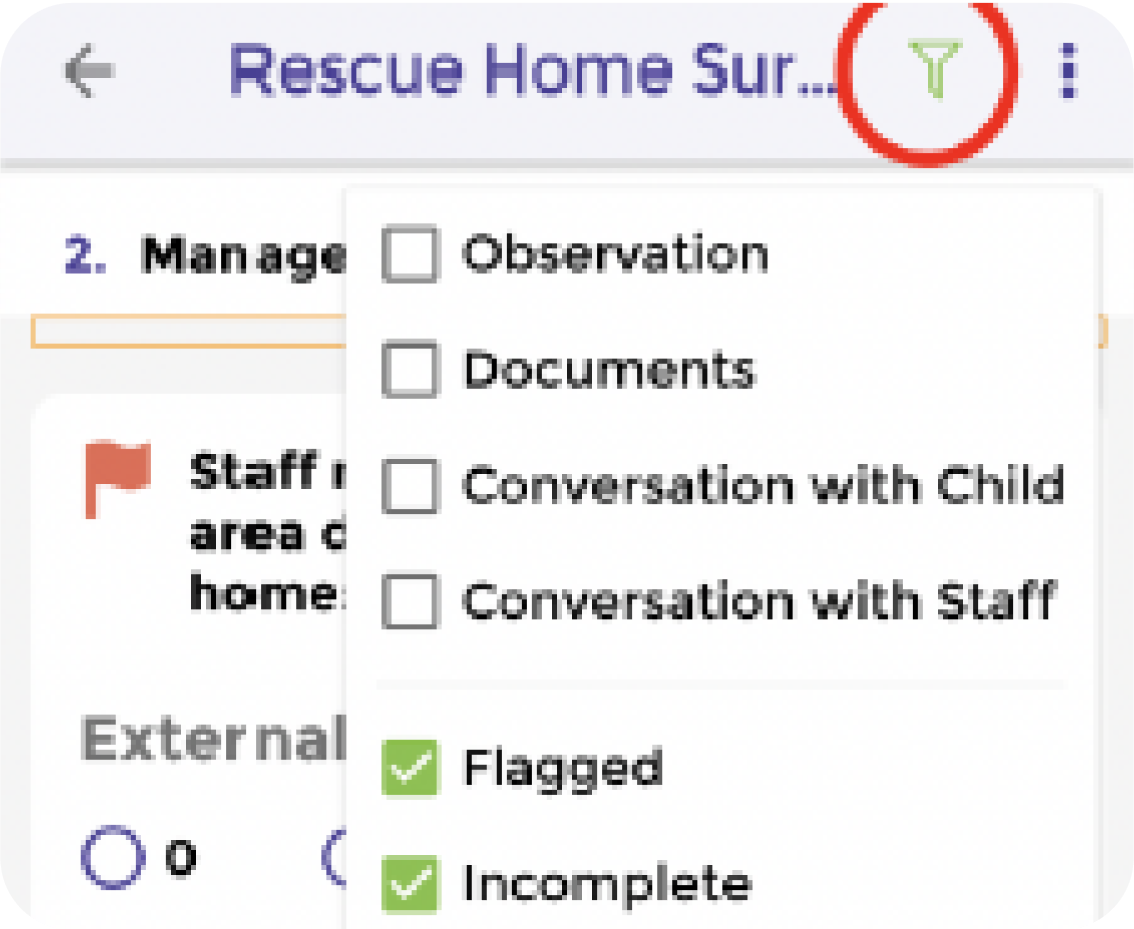 A screenshot of SafCa's first iteration highlighting usability issues.
