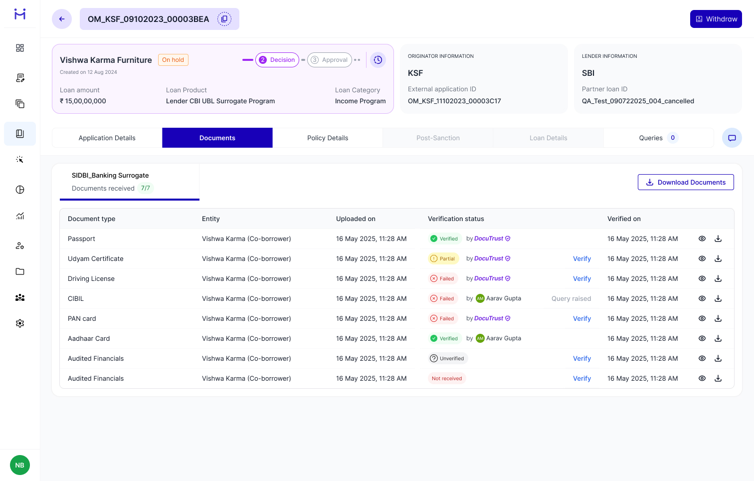 DocuTrust is a premium opt-in feature that lets lenders have an initial layer of verification of documents shared by the originator.