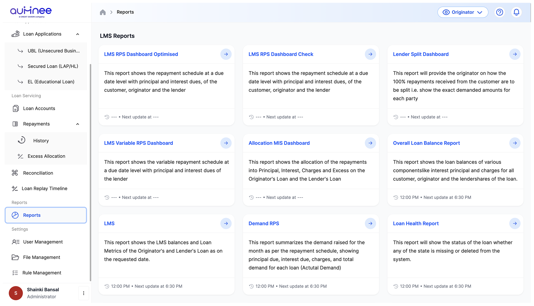 Legacy report generation interface used by operations teams.